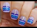 Purple & Blue NAILS! - Elegant Wide Wavy French Manicure Nail Art