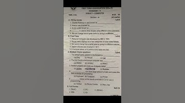 ICSE Class 5th# Computer #First term sample paper