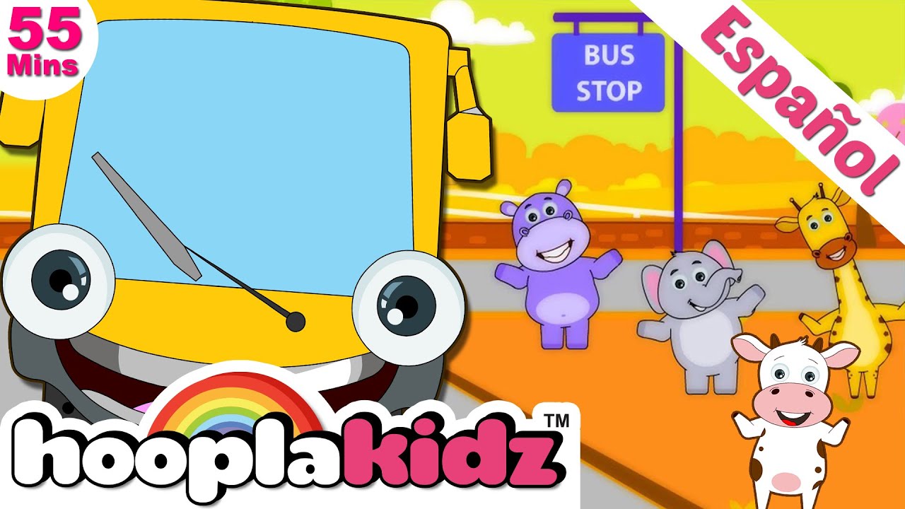 HooplaKidz Canciones Infantiles | Las Ruedas del Autobús | Wheels on The Bus