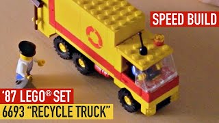 YouTube thumbnail: Watch This Vintage LEGO® Recycle Truck Come Together Piece By Piece!