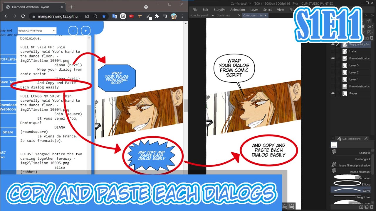 S1EP11 Copy each dialog on webtoon layout - YouTube