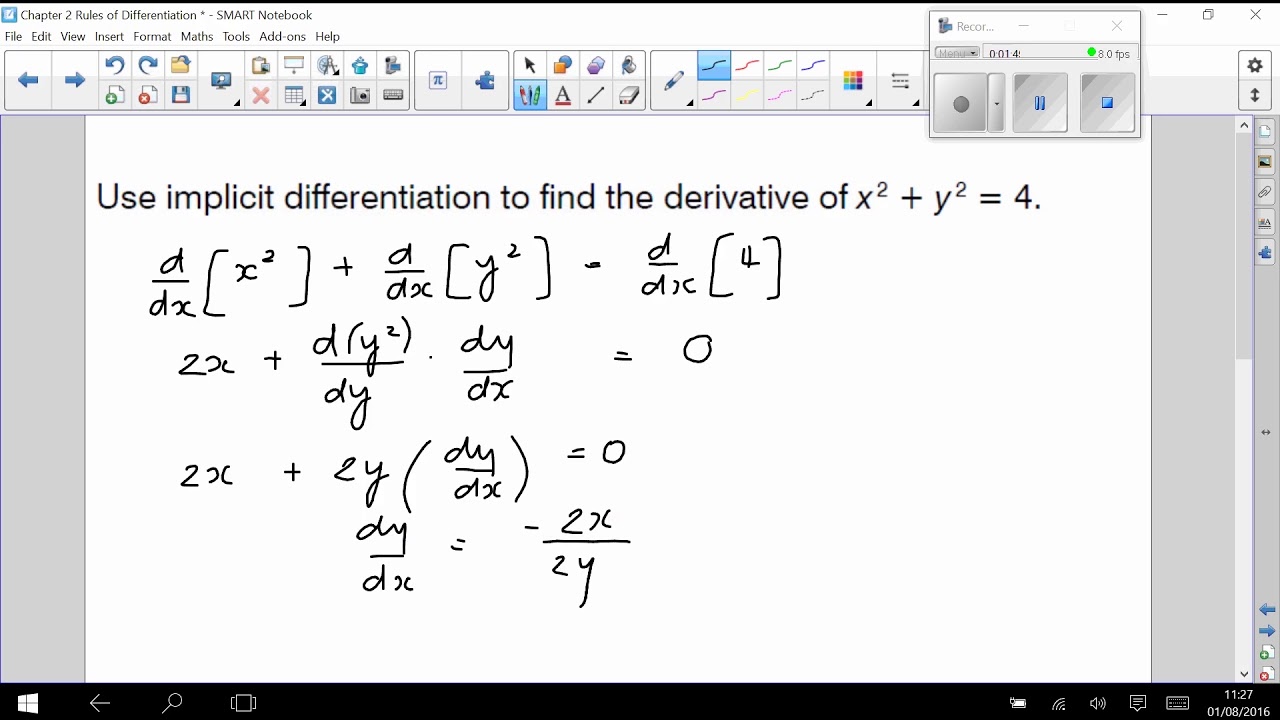 Gr 12 Video 9 Implicit Differentiation - YouTube