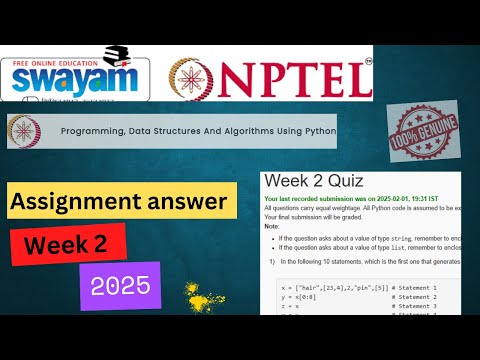 NPTEL Week 2: Programming, Data Structures & Algorithms in Python -Assignment2 Solutions#nptel2025