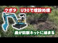 【クボタ バックホー U30】鹿が田んぼの防獣ネットに引っかかっていたので、バックホーで埋設する動画