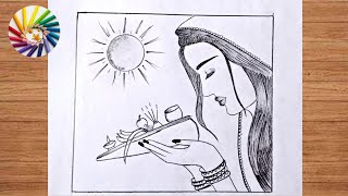 Chhath Puja Drawing / Chhat Puja Drawing Easy / how to draw chath puja drawing. screenshot 5
