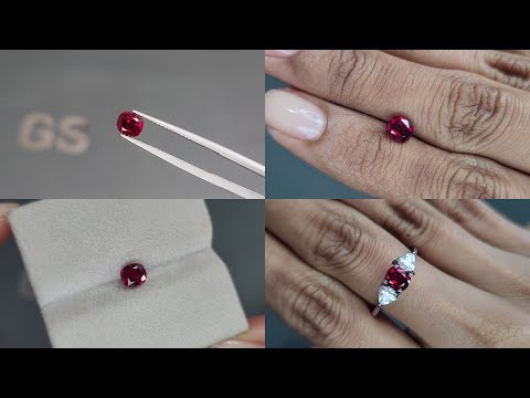 Unheated ruby Pigeon blood cushion cut 1.01 carats,  Burma Video  № 1
