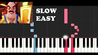 Hello Neighbor Rap - Hello and Goodbye (SLOW EASY PIANO TUTORIAL)