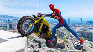 GTA 5 Iron Spiderman Motorcycle Stunts/Fails - Spider-man mod Gameplay #10
