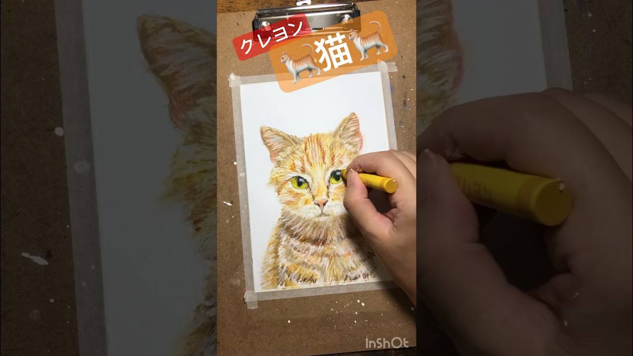 クレヨンでリアルな猫を描いてみた😺😻 - YouTube
