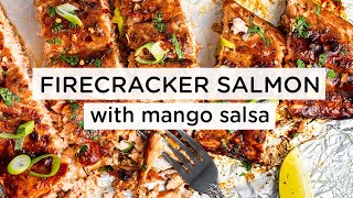 FIRECRACKER SALMON RECIPE ‣‣ with mango salsa