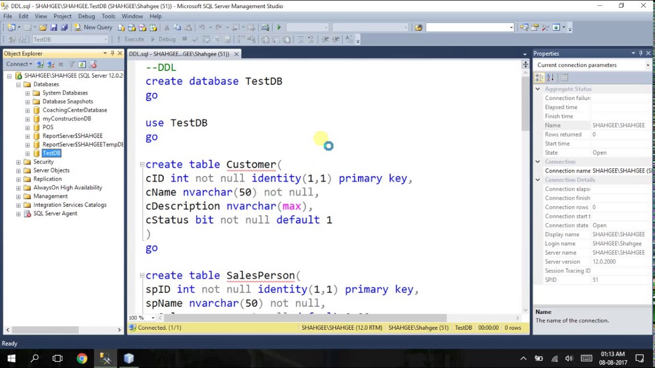 Creating a sample database in SQL Server and connect it to Java - YouTube