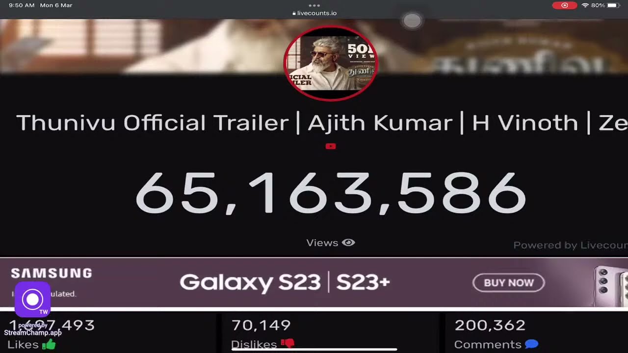 Thunivu"Official Trailer | Ajith Kumar | H Vinoth | Boney Kapoor | Ghibran | Live Count