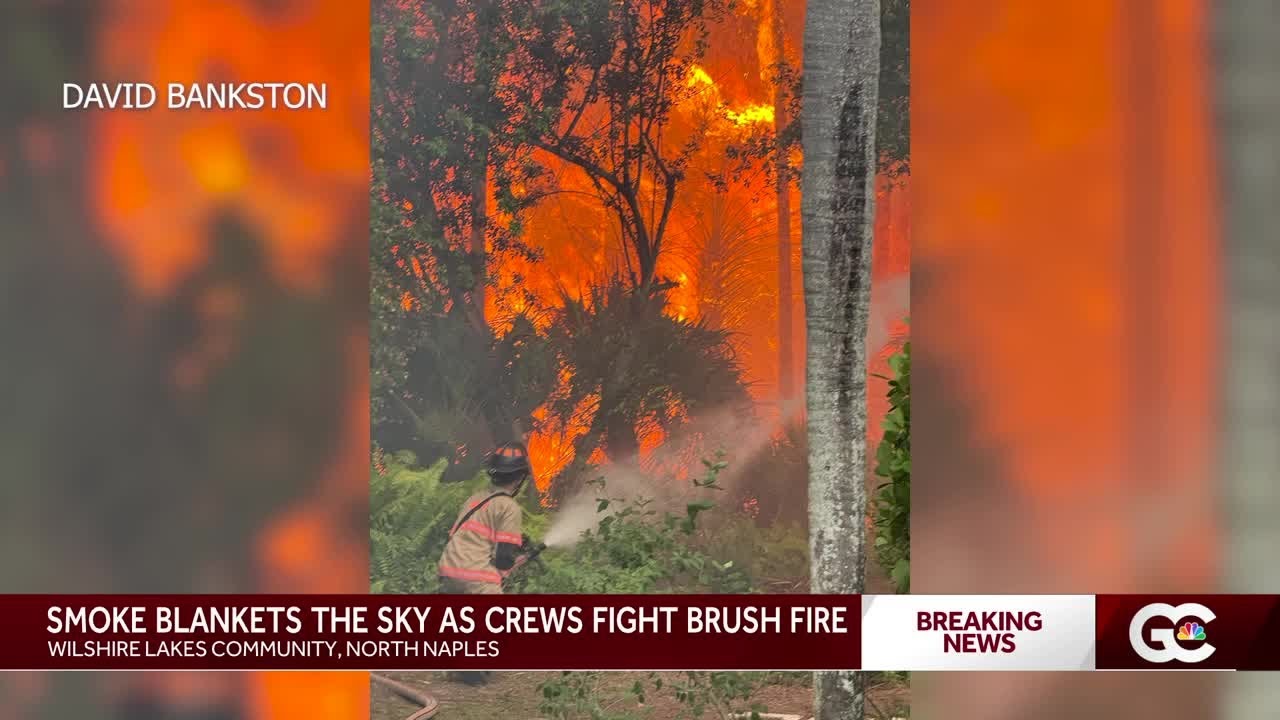 Crews battle brush fire in North Naples - YouTube