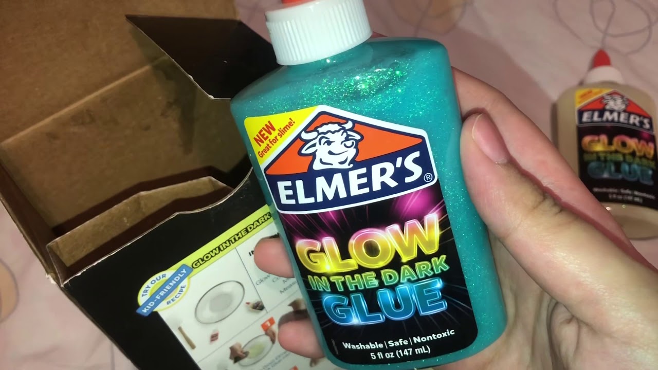 Review kit de slime elmers glow in the dark - YouTube