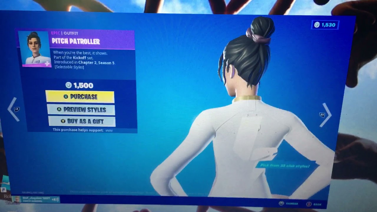 Buying pitch patroller in Fortnite