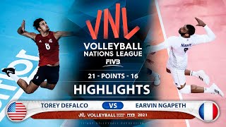 Usa vs France | VNL 2021 | Highlights | Torey Defalco vs Earvin Ngapeth