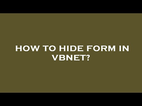 How to hide form in vbnet?