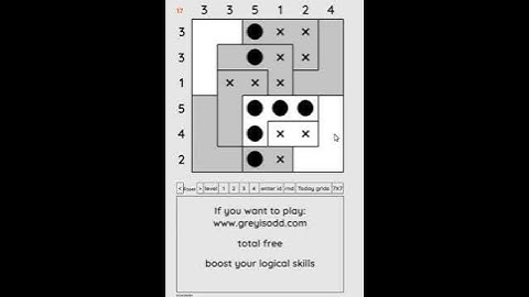 Grey is Odd - Today grids. Solution level 4 6X6 dated 08-10-2024 #logicpuzzles #logicgames  #games