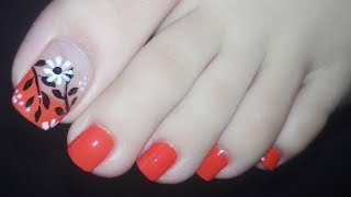 Fall Pedicure-Toe Nail Art Tutorial | Rose Pearl