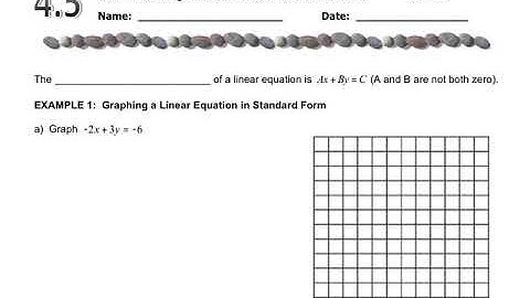 4.5 Graphing in Standard Form