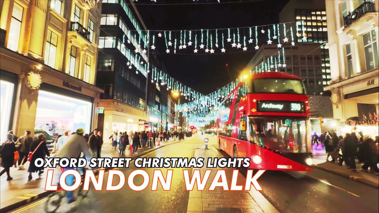 🇬🇧 London 2023 Oxford Street Christmas Lights Walk 4K Tottenham court