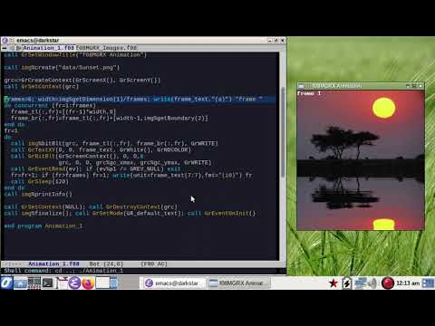 Short animation program written Fortran.
