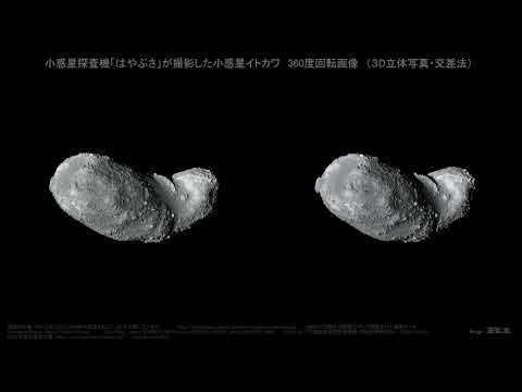 小惑星探査機「はやぶさ」が撮影した小惑星イトカワ　360度回転画像　（３D立体写真・交差法）