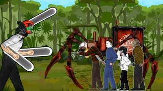 Chainsawman Denji vs Choo Choo Charles, freddy krueger, Jeff, jason Voorhees, Michael Myers, Dc2