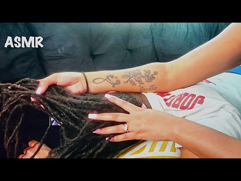 ASMR | Hair Play and Braiding With Gum Chewing | Real Person 💆🏽‍♂️
