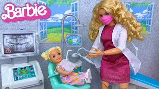 Barbie \& Ken Doll Family Dentist Visit Story