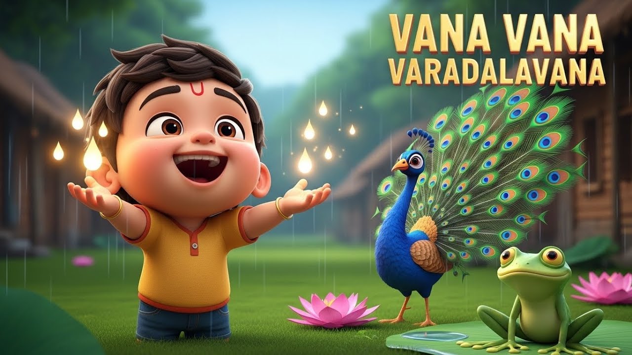 Vana Vana Varadalavana - Magical 3D Rain Song with Dancing Peacock & Frog