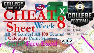 🏈College Football Week 8 💥Cheat Sheet! 📊Unique Sports Betting Advantage w/ Data Analytics vs Vegas