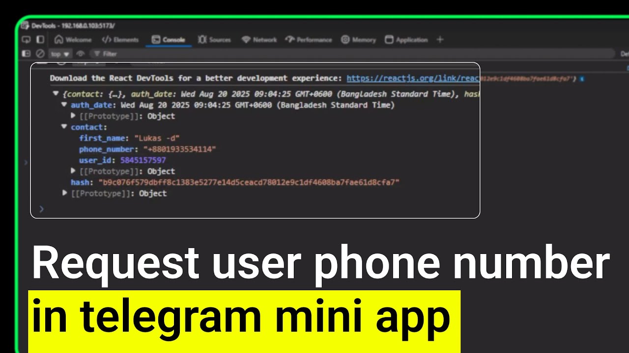 Request user phone number in telegram mini app | Siam Shekh - YouTube