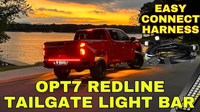 OPT7 48 Redline Parlux Standard LED Tailgate Light Bar w/Red Turn Signal -  IP67 Weatherproof Rigid Aluminum Frame Light Strip for Maverick Colorado