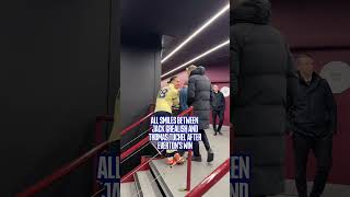 Anglijos treneris Thomas Tuchelis susitiko su Davidu Moyesu ir Jacku Grealishu po pergalės prieš Aston Villą.