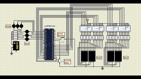 Traffic Light Controller using PIC16F877 and SimulIDE