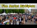 Zurich city flee market Bürkliplatz on a spring day.