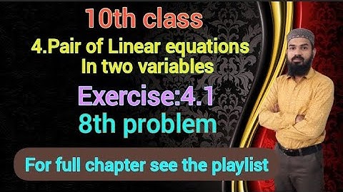 4.Pair of Linear equations in two variables Ex:4.1(8th problem)SSC,CBSE 10th class Telangana