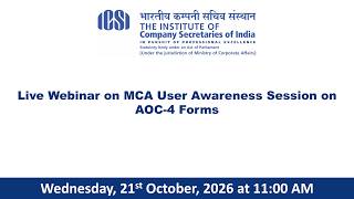 Information Live Webinar on MCA User Awareness Session on AOC-4 Forms News