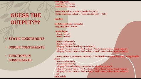 STATIC CONSTRAINT | UNIQUE CONSTRAINTS | FUNCTIONS IN CONSTRAINTS | WHAT IS STATIC KEYWORD???