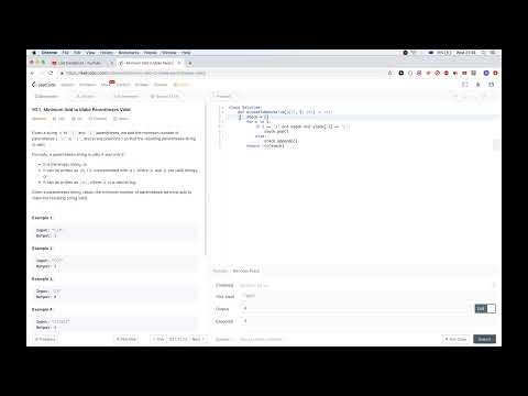Leetcode 921. Minimum Add to Make Parentheses Valid
