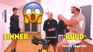 Sinner jokes with Ruud in the locker room 5 minutes before the Final