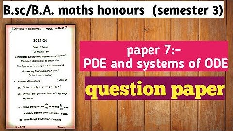vbu maths semester 3 paper 7 question paper  2021-24