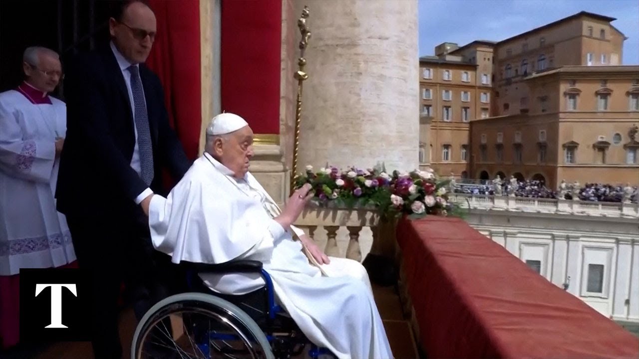 Pope Francis appears at the balcony for Easter blessing