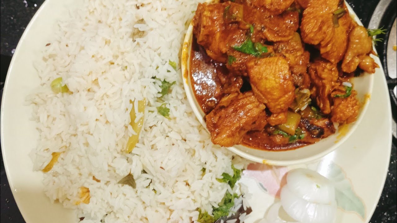 బిర్యానీ రైస్ చికెన్ కర్రీ😋 సూపర్ కాంబినేషన్ 