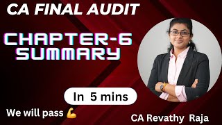 CA FINAL AUDIT | SUMMARY | CHAPTER 6 | COMPLETION AND REVIEW | IN 5  MINS | CA REVATHY RAJA