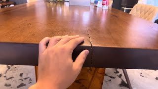 Wooden table crack repair