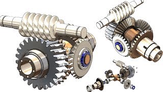 SolidWorks Tutorial #275 : advanced differential gear box (+ speed reducer worm gear & spider gears)