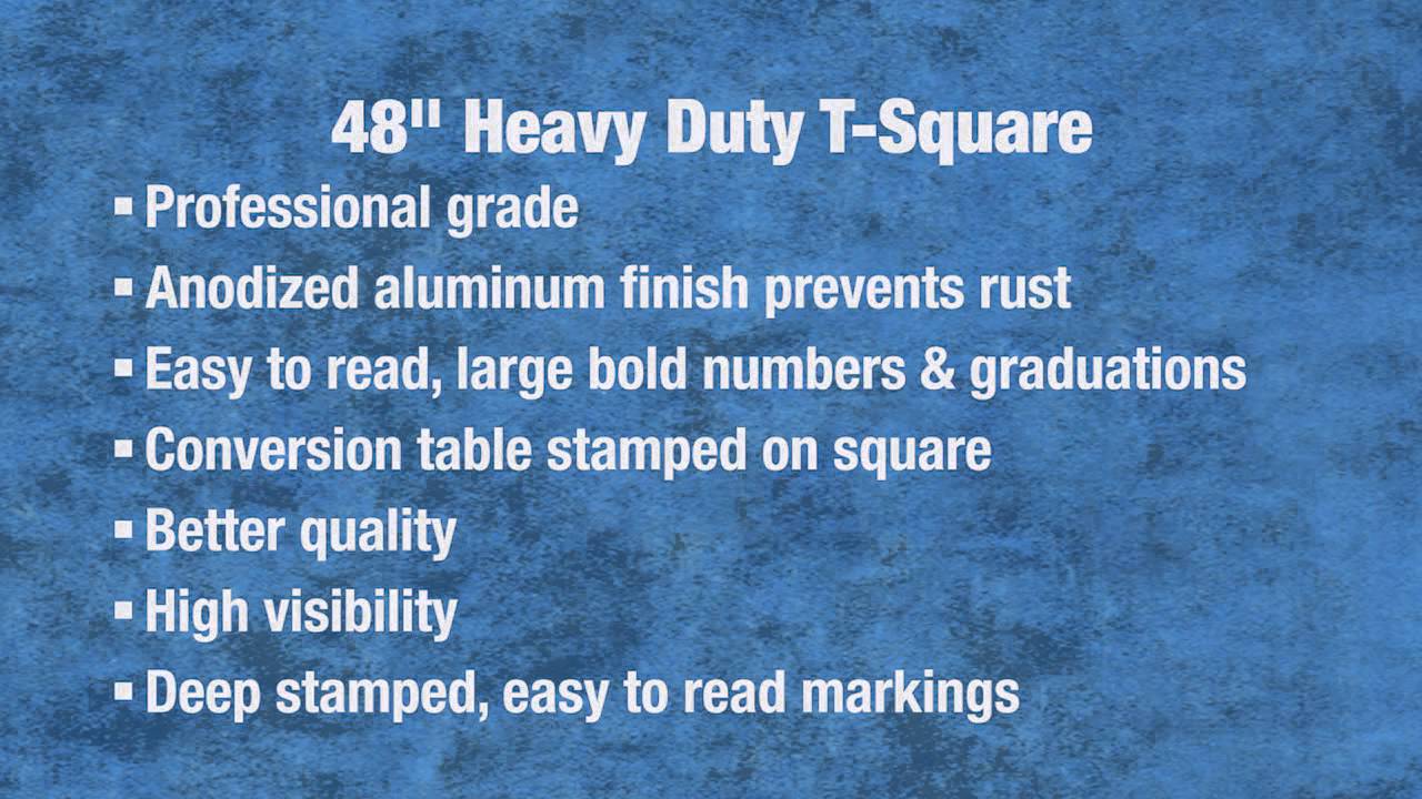 T-Square Aluminum Drywall Heavy Duty Large Bold Numbers And Graduations 48  Inch
