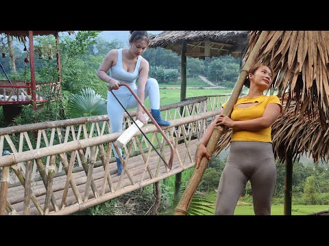 FULL VIDEO: Complete Building High Cabins Made Of Bamboo, Thatched Cabin With Palm Leaves | Junni